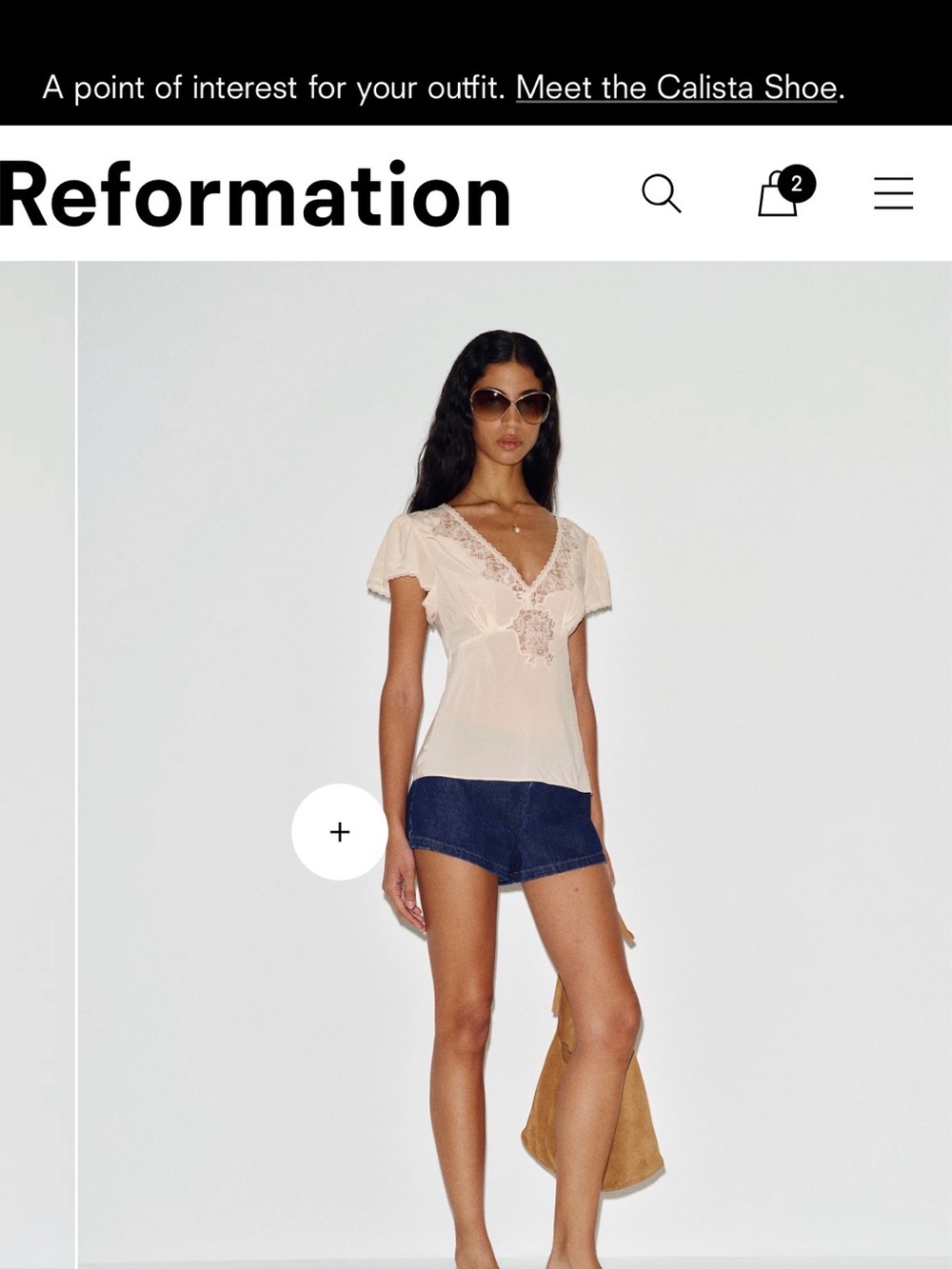 Reformation Zella Top Ivory - Size 2